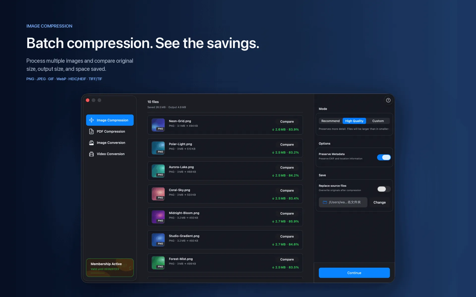 XCompressor image compression interface